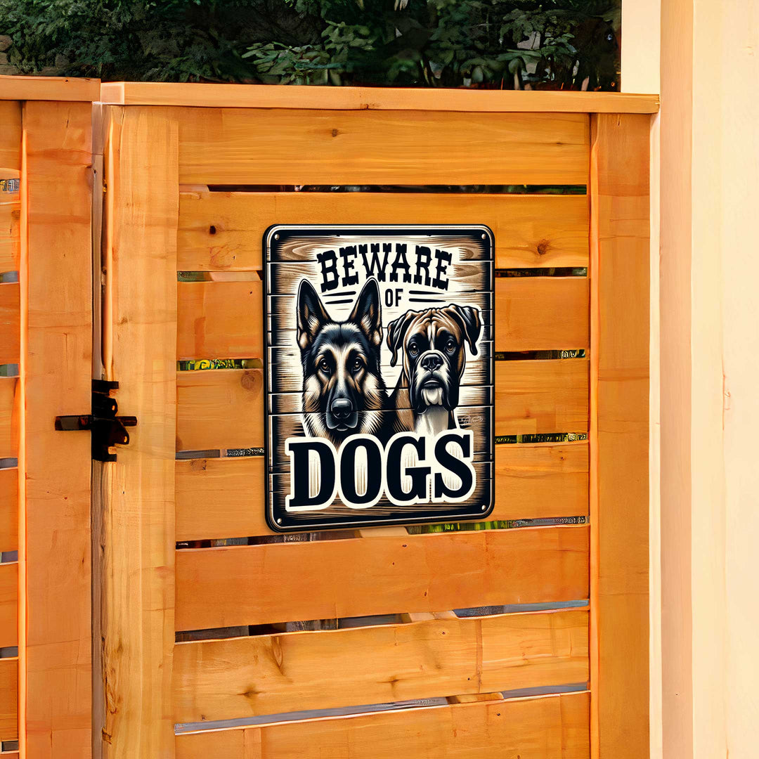 Beware of Dogs Wooden Sign – Handcrafted Birch Plywood Wall Décor – Indoor &amp; Outdoor UV-Coated Dog Warning Sign – Made in USA - 961062