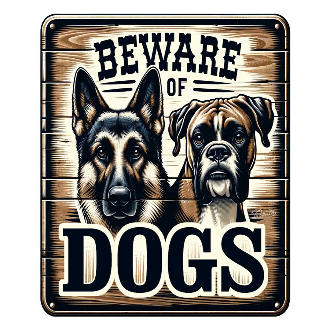 Beware of Dogs Wooden Sign – Handcrafted Birch Plywood Wall Décor – Indoor &amp; Outdoor UV-Coated Dog Warning Sign – Made in USA - 961062