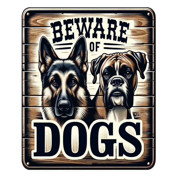 Beware of Dogs Wooden Sign – Handcrafted Birch Plywood Wall Décor – Indoor &amp; Outdoor UV-Coated Dog Warning Sign – Made in USA - 961062