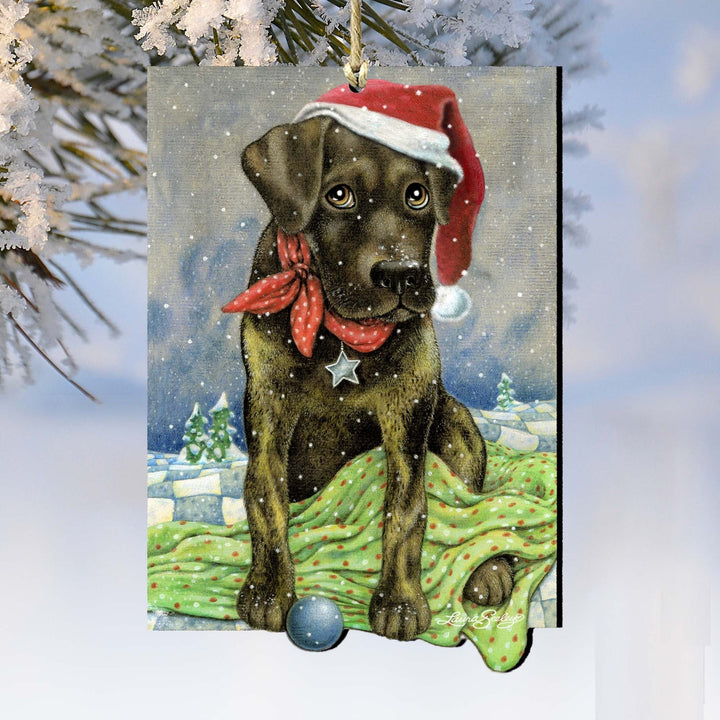 Flurries Fetch Fun Santa Dog by Laura Seeley - Pets Dog and Cats Decor - 8511025-LS