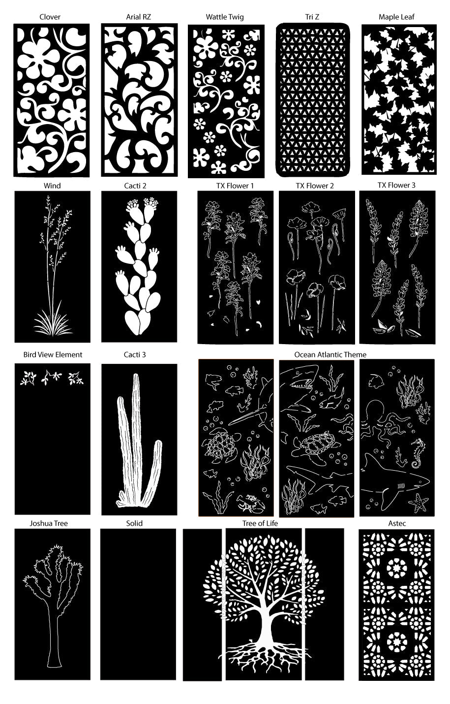 Custom Privacy Screen or Metal Wall Art Design Options (46" Inch)