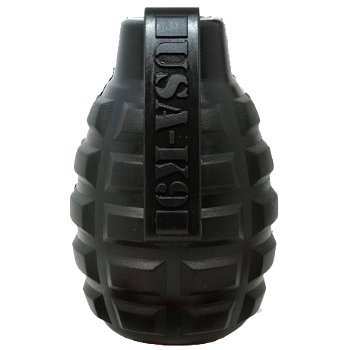 USA-K9 Grenade Shaped eDispenser Durable Dog Chew Toy &amp; Treat Dispenser - Magnum Black
