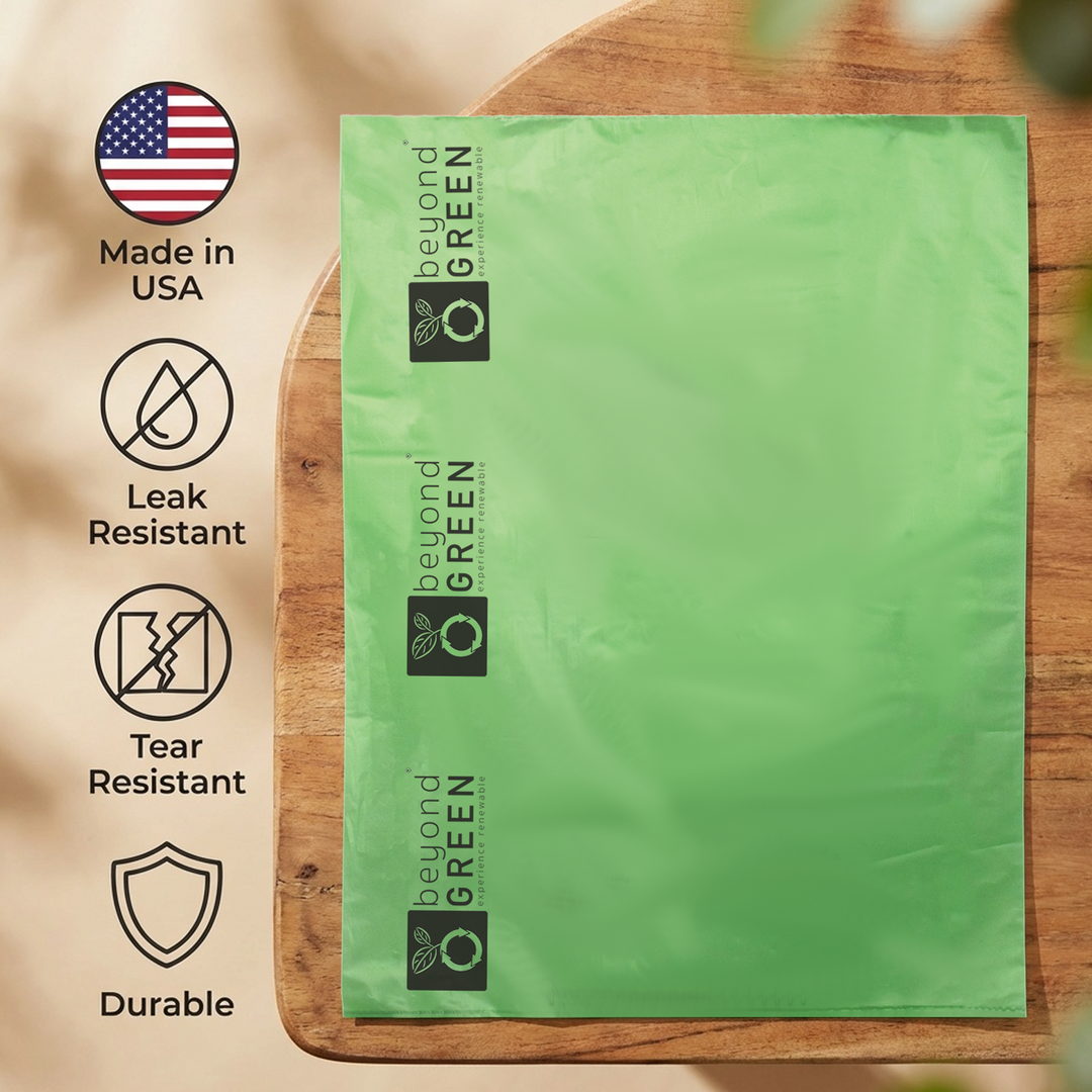 Green Dog Poop Bags – Folded Rolls 9" x 12" - Made in USA