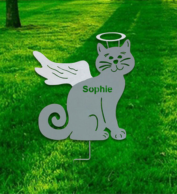Cat Angel Memorial Garden Stake (Style 2)