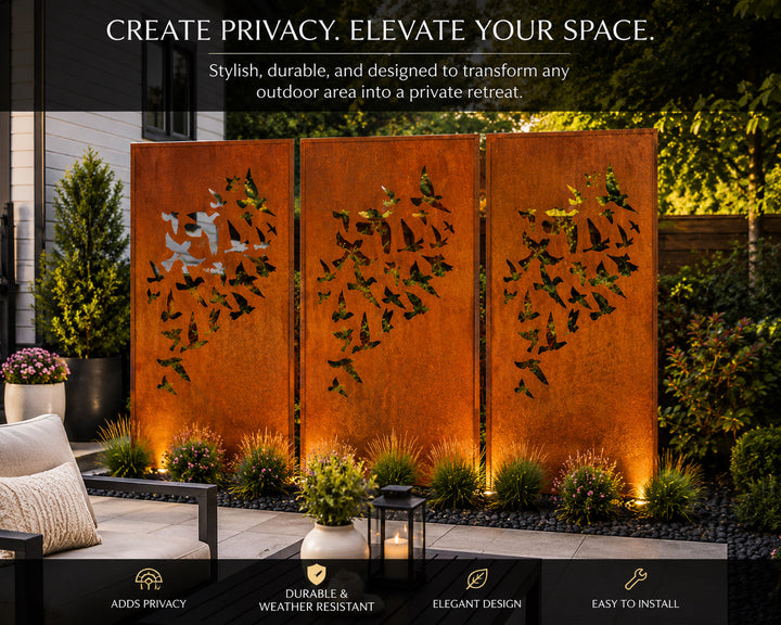 Outdoor Metal Privacy Fence Screen Panels (60” &amp; 72”) – Heavy-Duty Steel for Backyard &amp; Patio