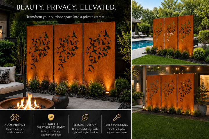 Outdoor Metal Privacy Fence Screen Panels (60” &amp; 72”) – Heavy-Duty Steel for Backyard &amp; Patio