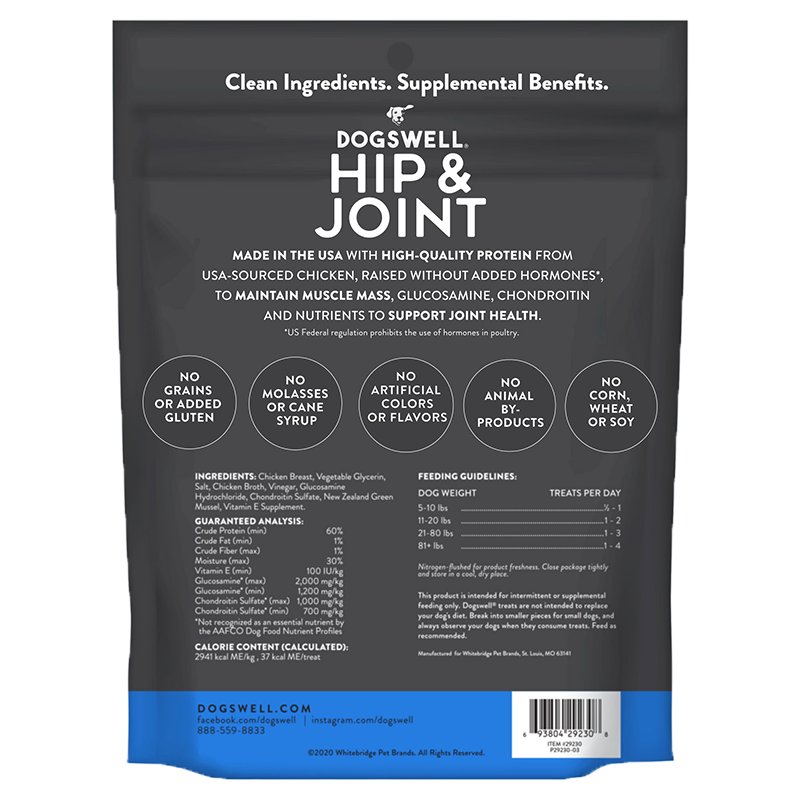 Dogswell Hip &amp; Joint Jerky Treats, Chicken Breast (12oz)