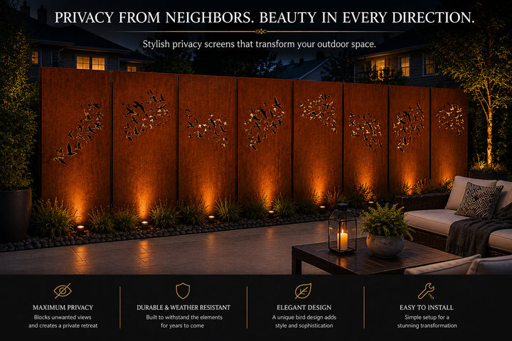 Outdoor Metal Privacy Fence Screen Panels (60” &amp; 72”) – Heavy-Duty Steel for Backyard &amp; Patio