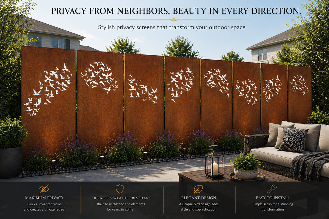 Outdoor Screen Panels or Large Metal Wall Art (46" Inch)