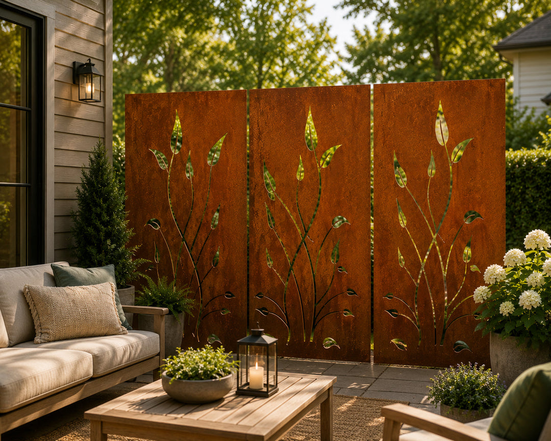 Outdoor Metal Privacy Screen Panels 24" x 60" &amp; 24" x 72" – Heavy-Duty Steel for Patio &amp; Fence