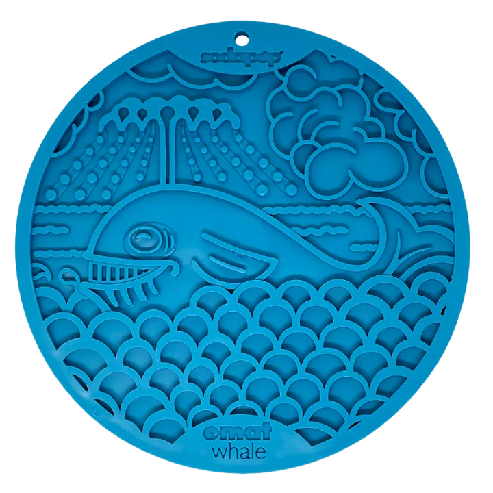 Whale eMat - Enrichment Lick Mat for Dogs and Cats - with Suction Cups | Whale Design | USA Made