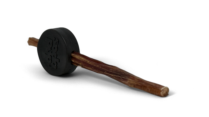 Hockey Puck Bully Stick Holder - Durable Rubber Treat Holder &amp; Chew Toy USA
