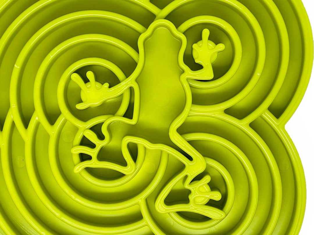 Water Frog eTray - Shallow Slow Feeder Dog Bowl for Enrichment | USA Made