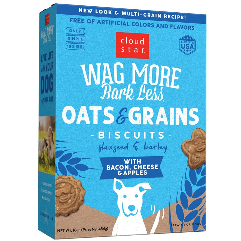 Wagmore Oats &amp; Grains Bacon, Cheese &amp; Apple Crunchy Biscuits Dog Treats (16oz)