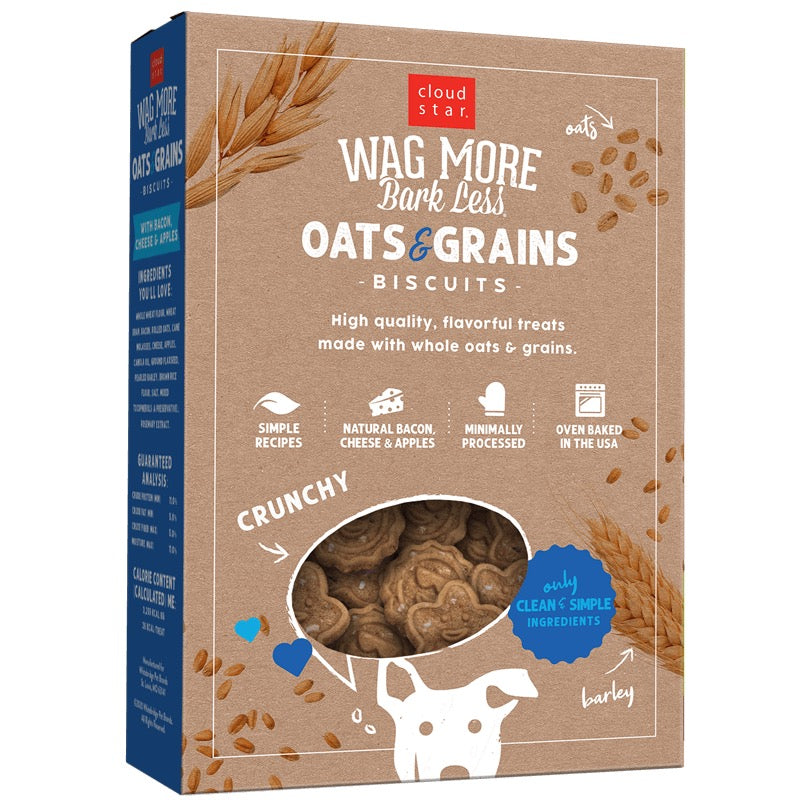 Wagmore Oats &amp; Grains Bacon, Cheese &amp; Apple Crunchy Biscuits Dog Treats (16oz)