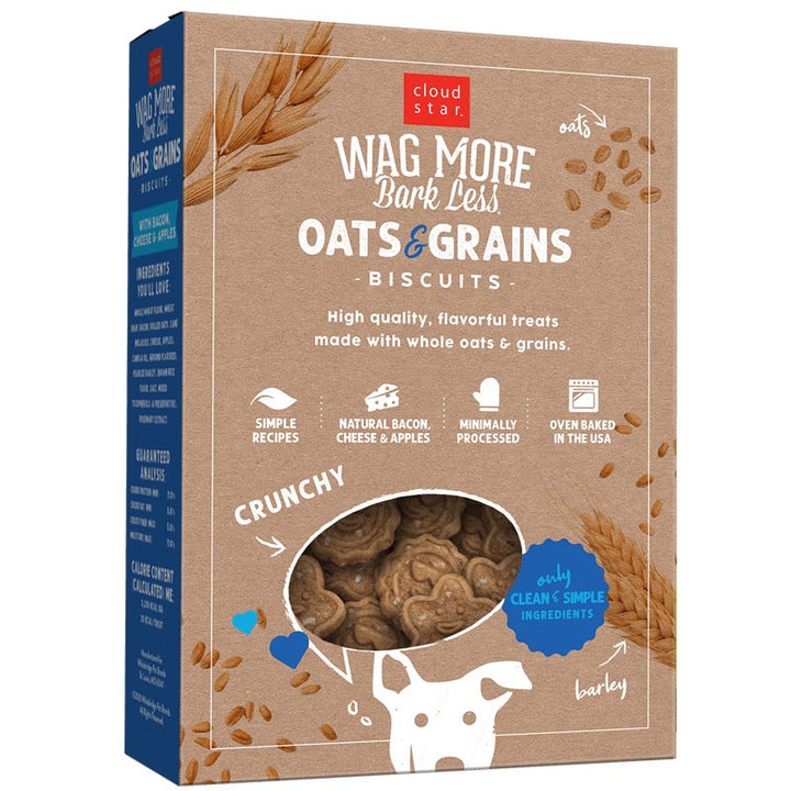 Wagmore Oats &amp; Grains Bacon, Cheese &amp; Apple Crunchy Biscuits Dog Treats (16oz)