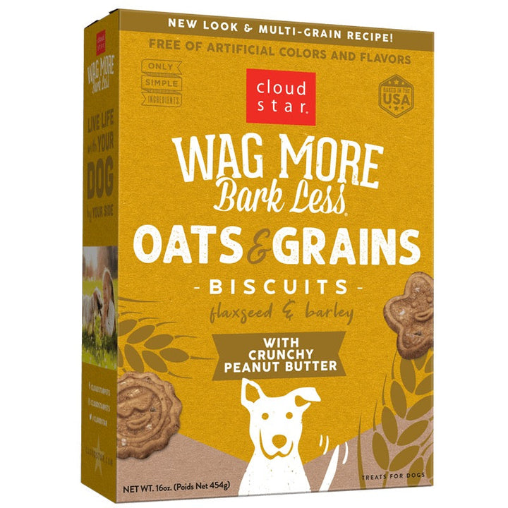 Wagmore Oats &amp; Grains Peanut Butter Crunchy Biscuits Dog Treats (16oz)
