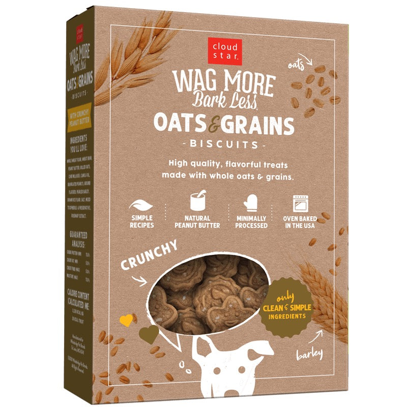 Wagmore Oats &amp; Grains Peanut Butter Crunchy Biscuits Dog Treats (16oz)
