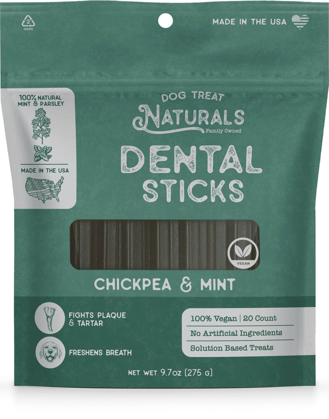 Dog Treat Naturals Chickpea &amp; Mint Dental Sticks Dog Treats (10oz)