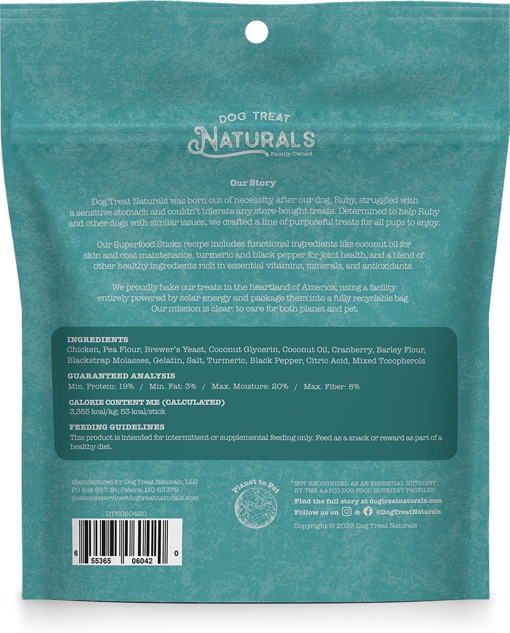Dog Treat Naturals Superfood Sticks, Chicken &amp; Cranberry Dog Treats (10oz)