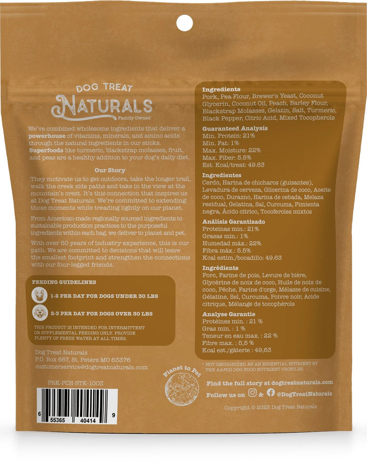 Dog Treat Naturals Superfood Sticks, Pork &amp; Peach Dog Treats (10oz)