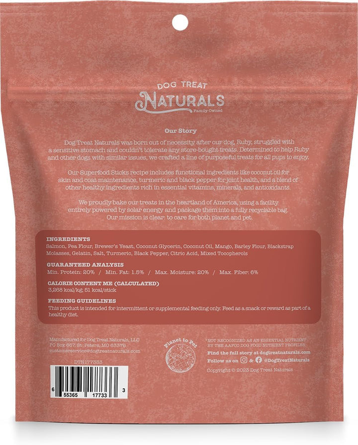 Dog Treat Superfood Sticks, Salmon &amp; Mango Dog Treats (10oz)