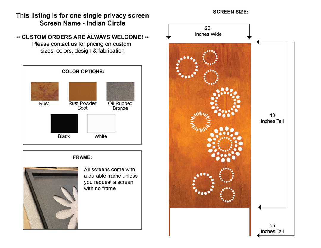 Decorative Panels or Outdoor Metal Wall Art (46" Inch)