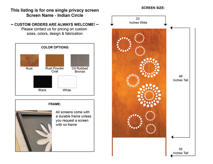 Decorative Panels or Outdoor Metal Wall Art (46" Inch)
