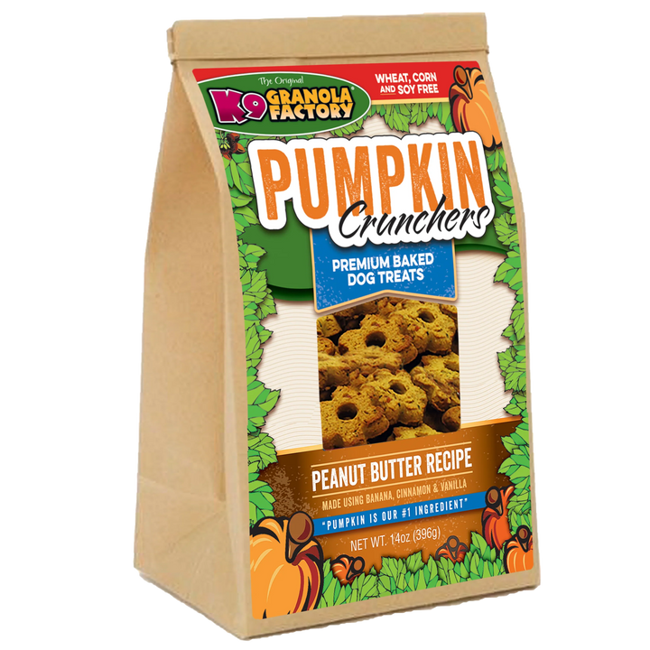K9 Granola Factory Pumpkin Crunchers, Peanut Butter &amp; Banana Recipe Dog Treats (14oz)