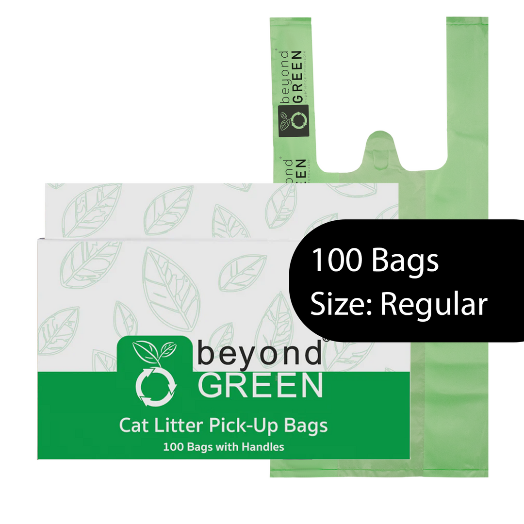 Green Cat Litter Bags – 8" x 16" with 5" Gusset &amp; Handles – Made in USA