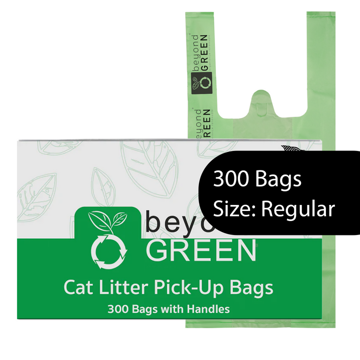 Green Cat Litter Bags – 8" x 16" with 5" Gusset &amp; Handles – Made in USA