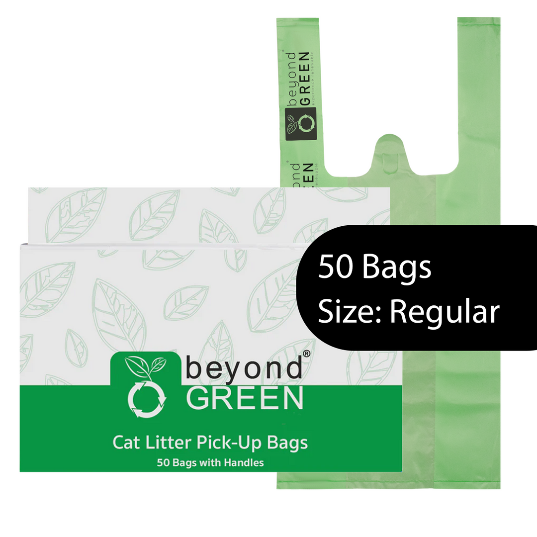 Green Cat Litter Bags – 8" x 16" with 5" Gusset &amp; Handles – Made in USA