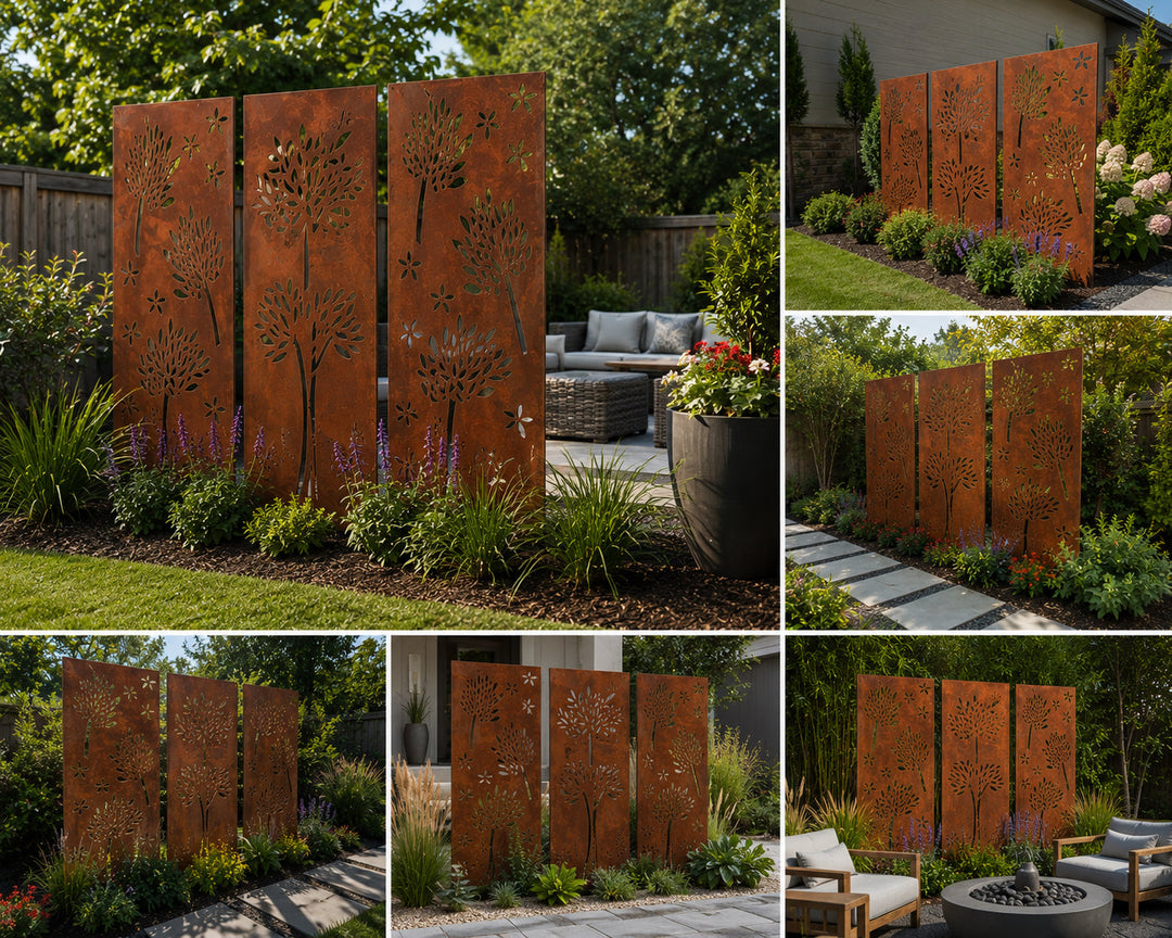 Outdoor Metal Privacy Screen Panels (60” &amp; 72”) | Heavy-Duty Steel for Patio &amp; Fence