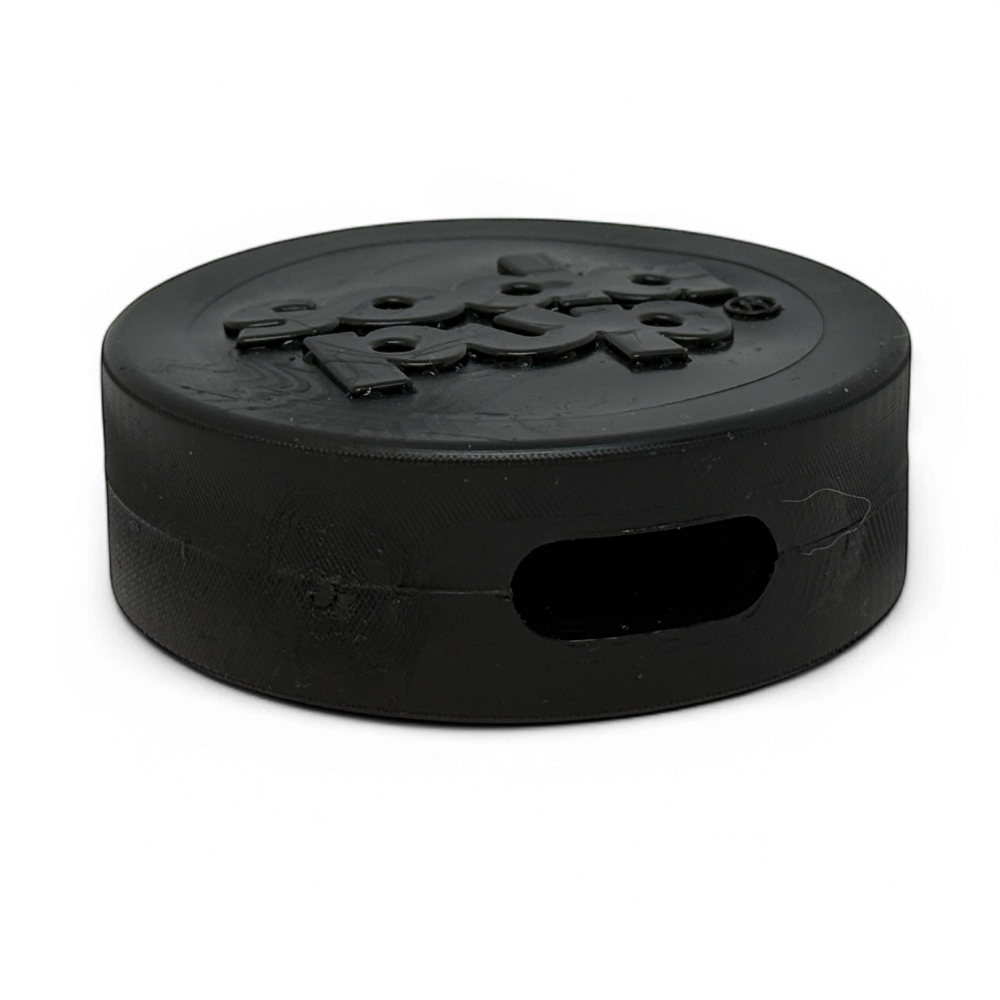 Hockey Puck Bully Stick Holder - Durable Rubber Treat Holder &amp; Chew Toy USA