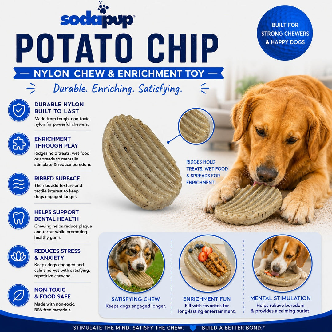 Potato Chip Nylon Chew &amp; Enrichment Toy | 2-in-1 for Aggressive Chewers | SodaPup