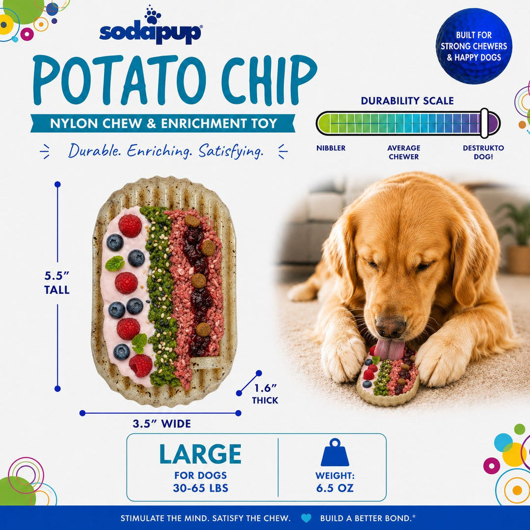 Potato Chip Nylon Chew &amp; Enrichment Toy | 2-in-1 for Aggressive Chewers | SodaPup