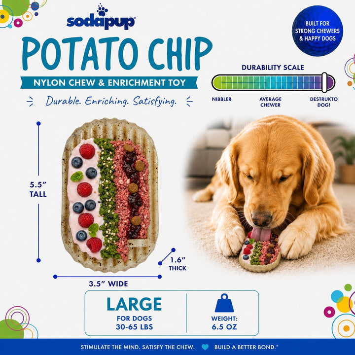 Potato Chip Nylon Chew &amp; Enrichment Toy | 2-in-1 for Aggressive Chewers | SodaPup