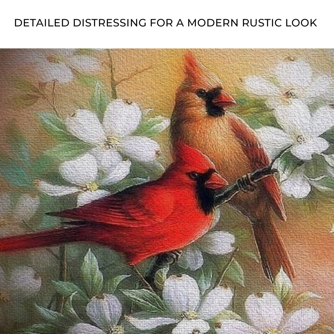 Cardinals on Dogwood Painting Canvas Wall Art