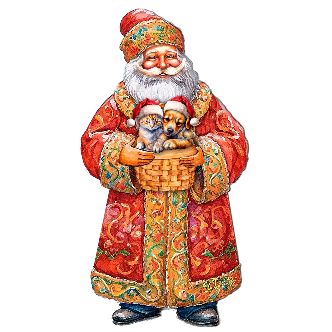 Yuletide Pets with Santa Holiday Door Decor by G. Debrekht - Christmas Santa Snowman Decor - 8691406H