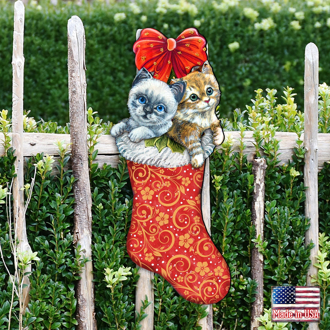 Kitty Cats Christmas Stocking Christmas Door Decor by G. DeBrekht - Christmas Santa Snowman Decor - 8114021H
