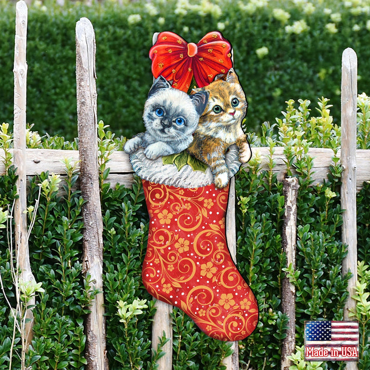 Kitty Cats Christmas Stocking Christmas Door Decor by G. DeBrekht - Christmas Santa Snowman Decor - 8114021H