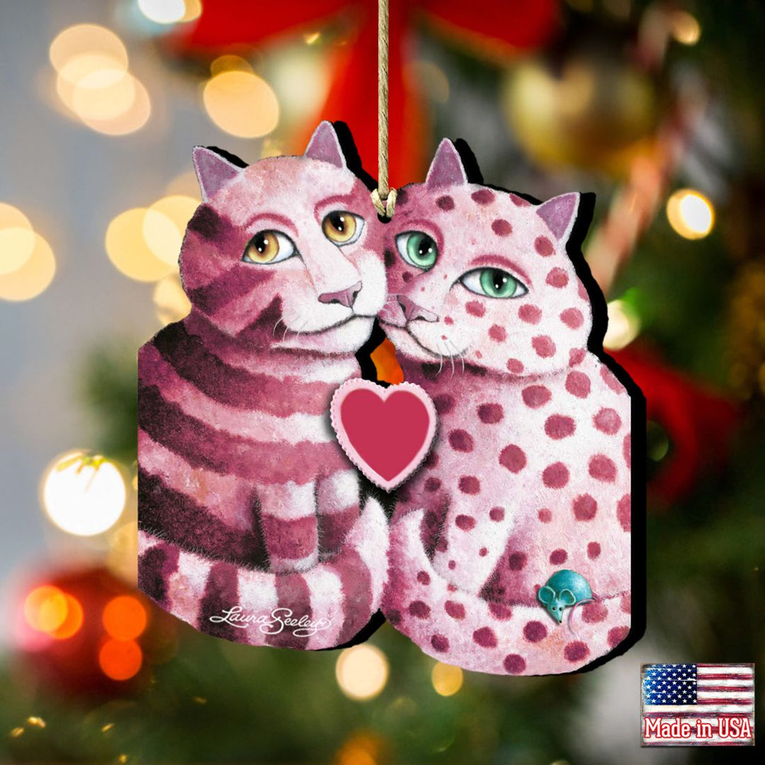 First Date Cat Wooden Ornaments by Laura Seeley - Pets Dog and Cats Decor - 8512060-LS