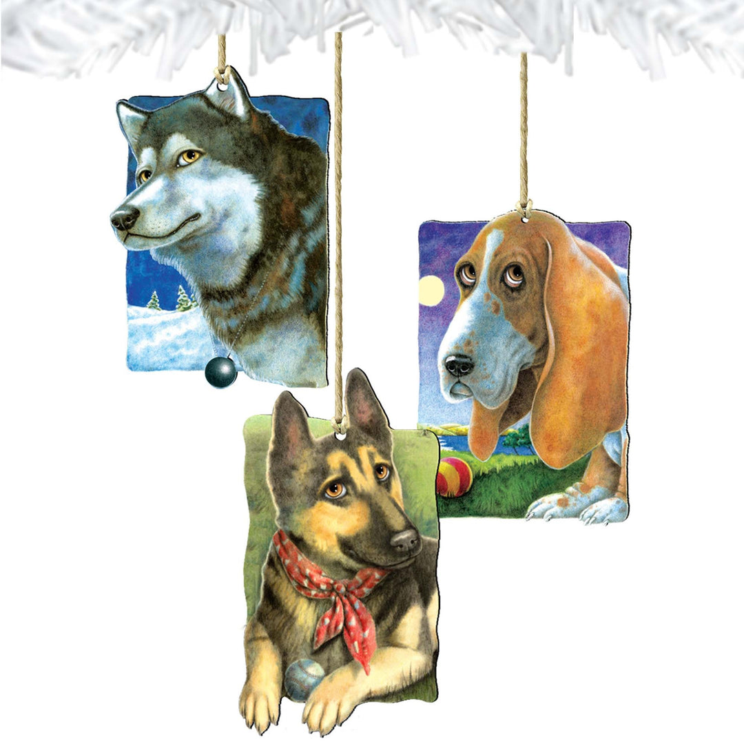 My Best Outdoor Friends Dogs Wooden Ornaments Set of 3 by Laura Seeley - Pets Dog and Cats Decor - 8100090S3-LS
