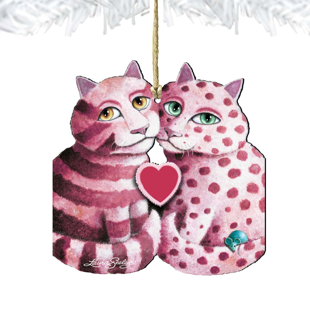 First Date Cat Wooden Ornaments by Laura Seeley - Pets Dog and Cats Decor - 8512060-LS