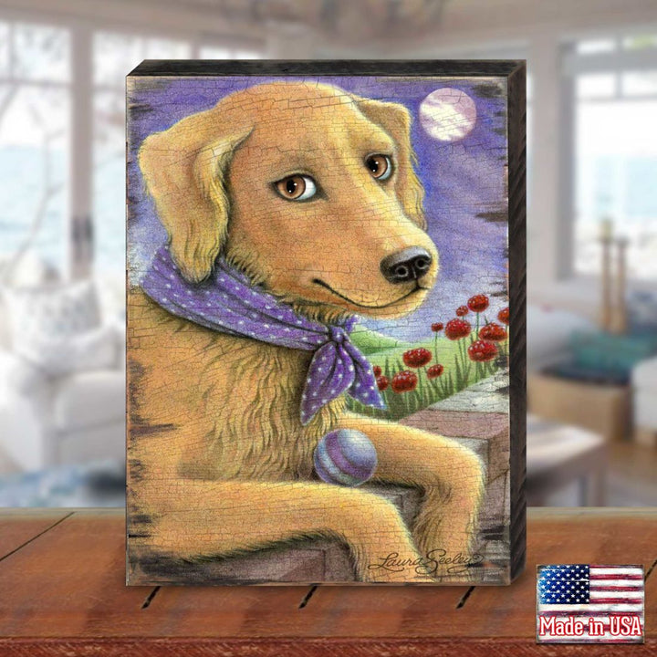 Flowers Fetch &amp; Fun Wooden Wall Art by Laura Seeley - Pets Dog and Cats Decor - 8511111B