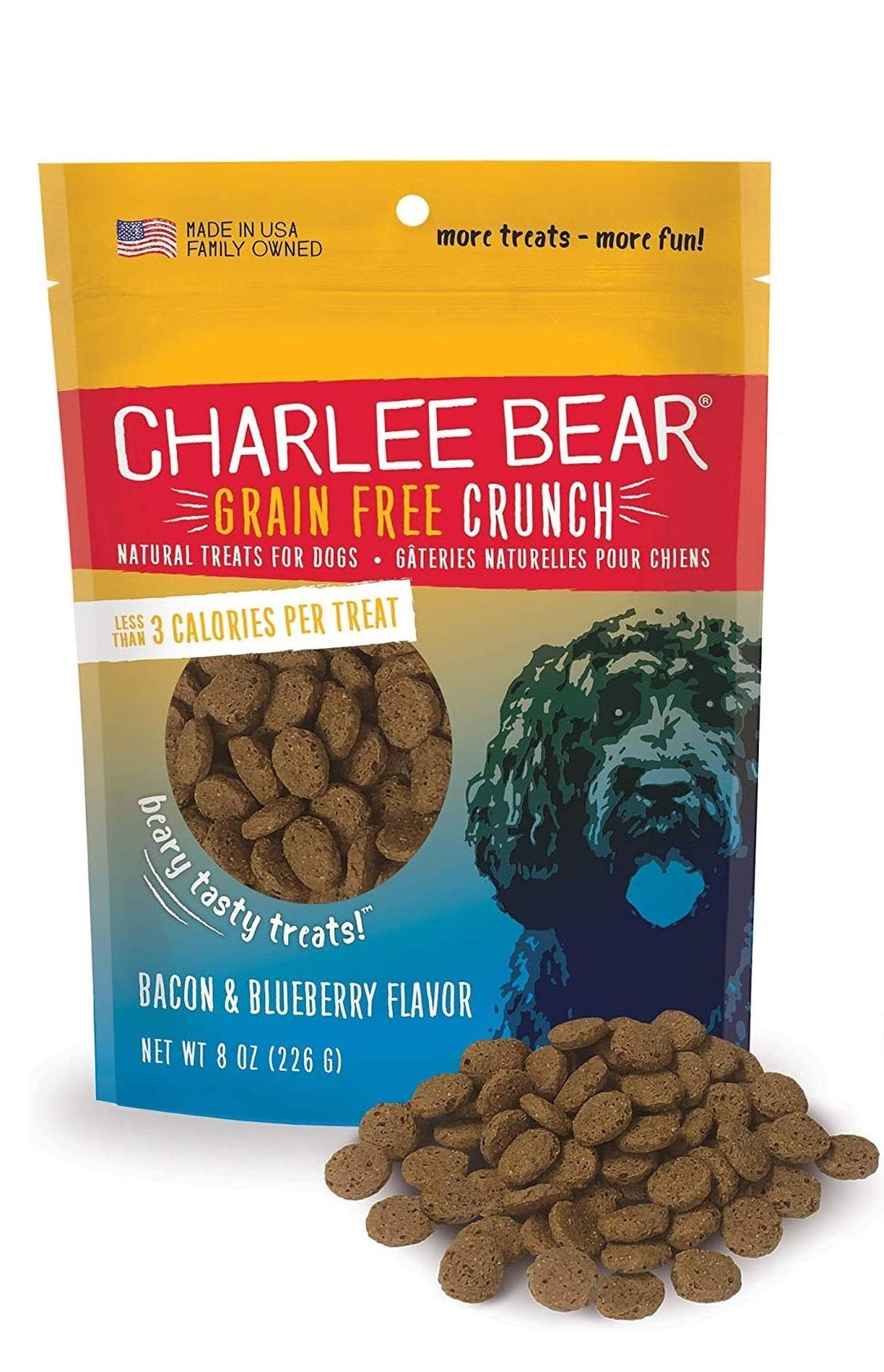 Charlee Bear Grain Free Crunch Bacon &amp; Blueberry Dog Treats (8oz)