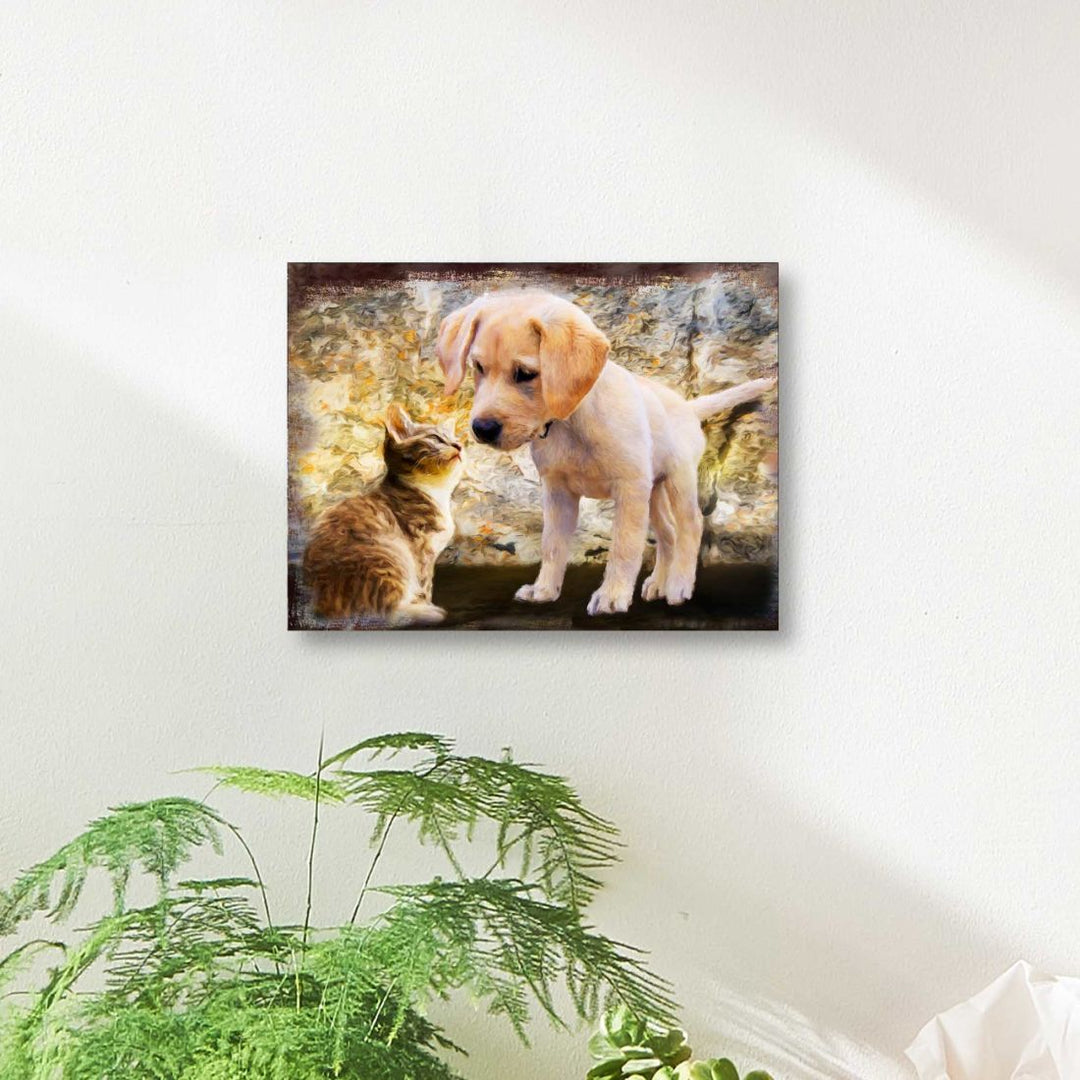 Allene Dog &amp; Cat Art Wooden Wall Art by Nature Wonders - Pets Dog and Cats Decor - 95340B
