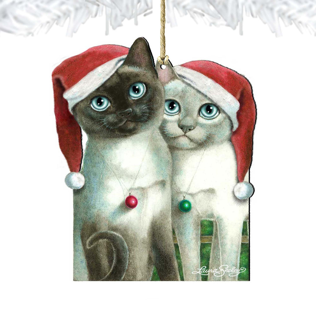Angels Santa Cat Wooden Ornaments - Tree Ornament by Laura Seeley - Pets Dog and Cats Decor - 8512059-LS