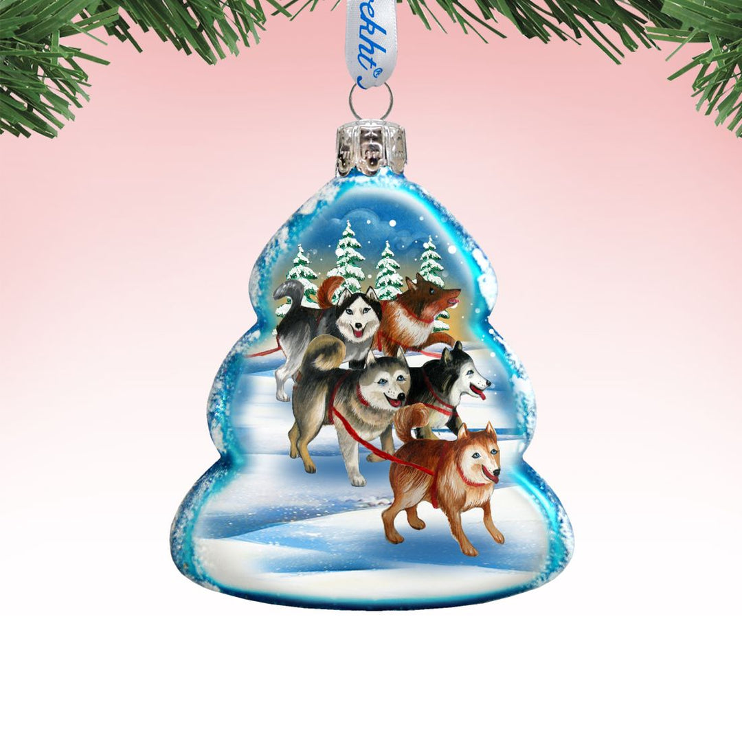 Sleigh Dogs Mercury Glass Ornament by G. DeBrekht - Wildlife Holiday Decor - 771048
