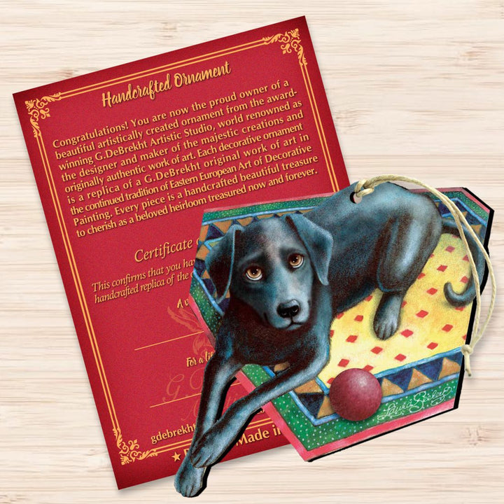 Ready When You Are Black Dog Wooden Ornaments by Laura Seeley - Pets Dog and Cats Decor - 8511017-LS